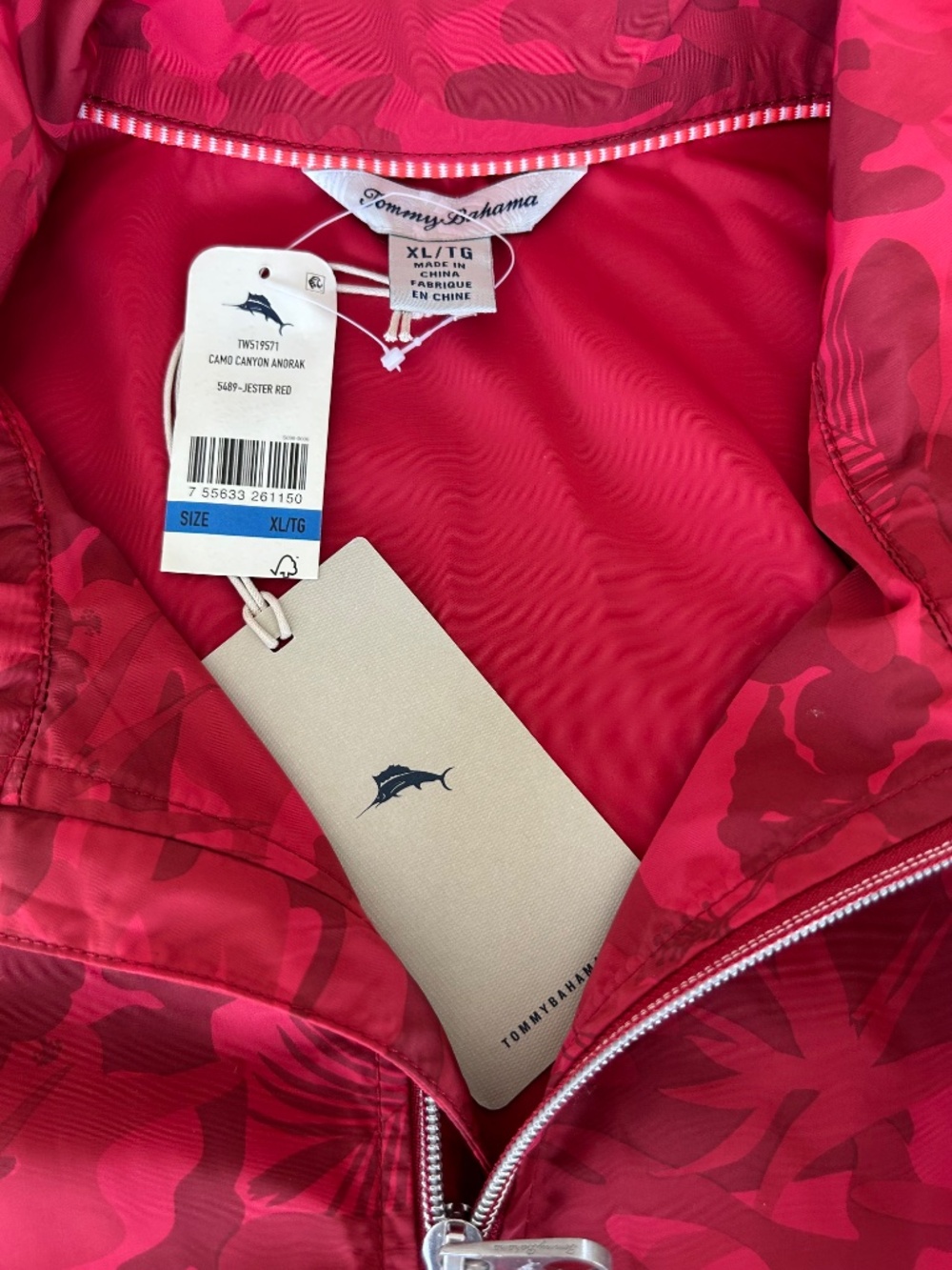 NWT Tommy Bahama Camo Canyon Anorak Jacket in Jester Red Sz XL - Picture 4 of 6